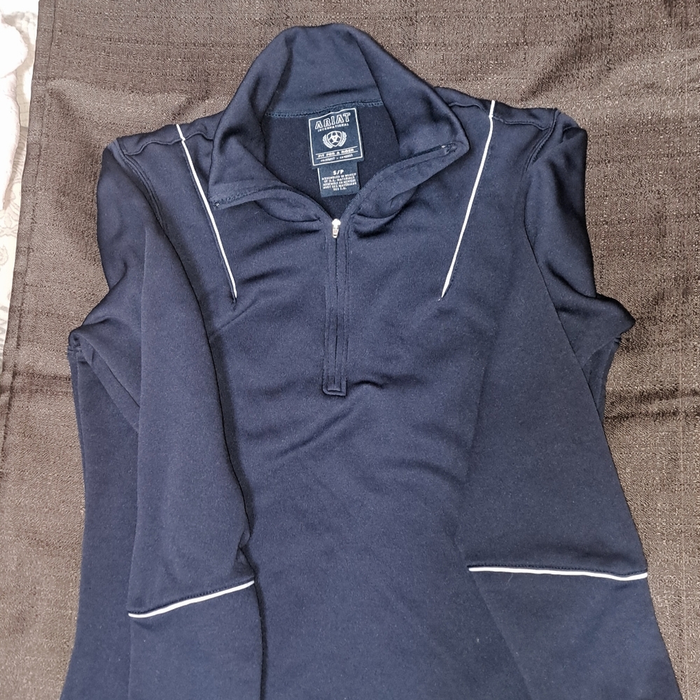 Ariat Black Quarter-Zip Pullover with White Trim